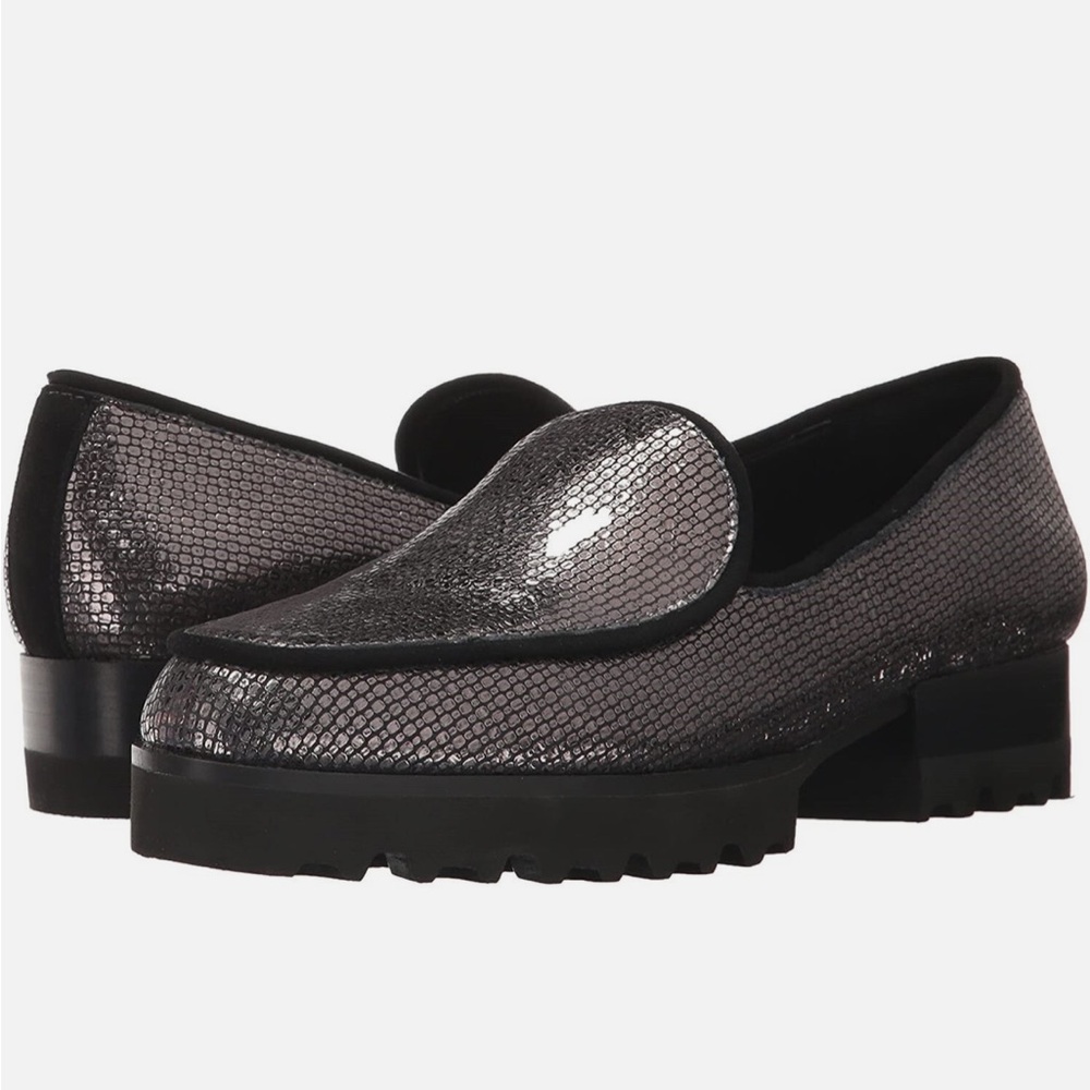 Donald J Pliner Womens Elen Leather Platform Loafer Carbon Size 7.5 M